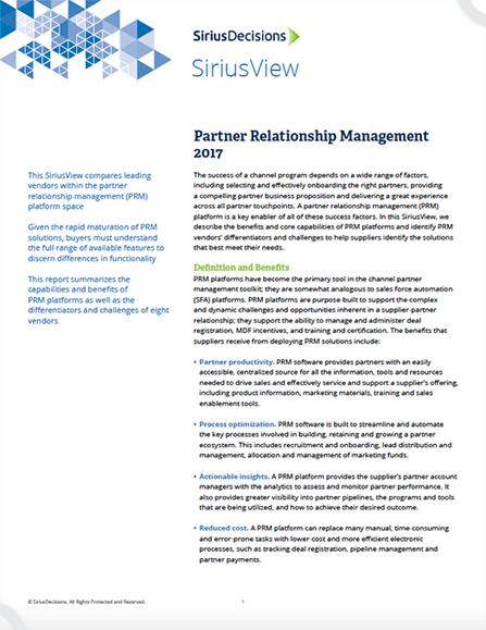 prm SiriusView Partner Relationship Management 2017 Report