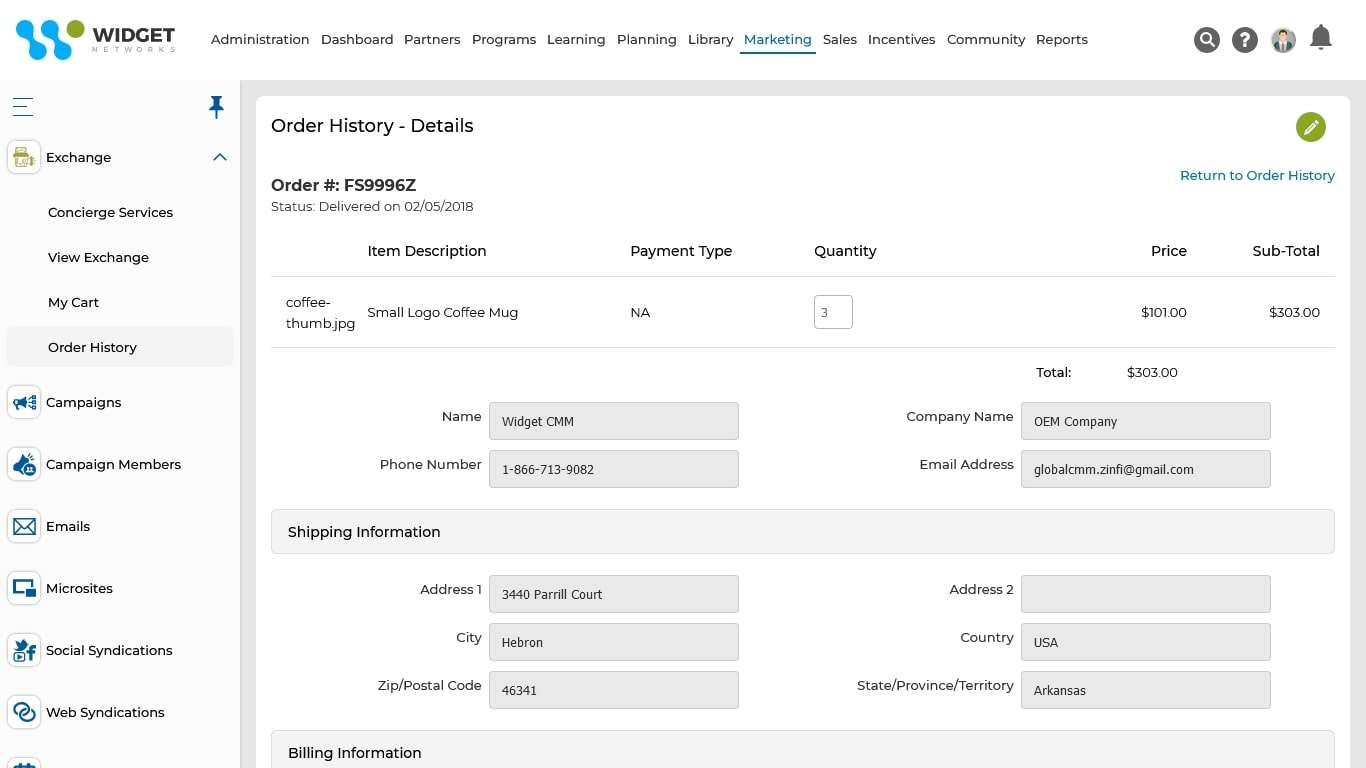 Exchange Management Order History