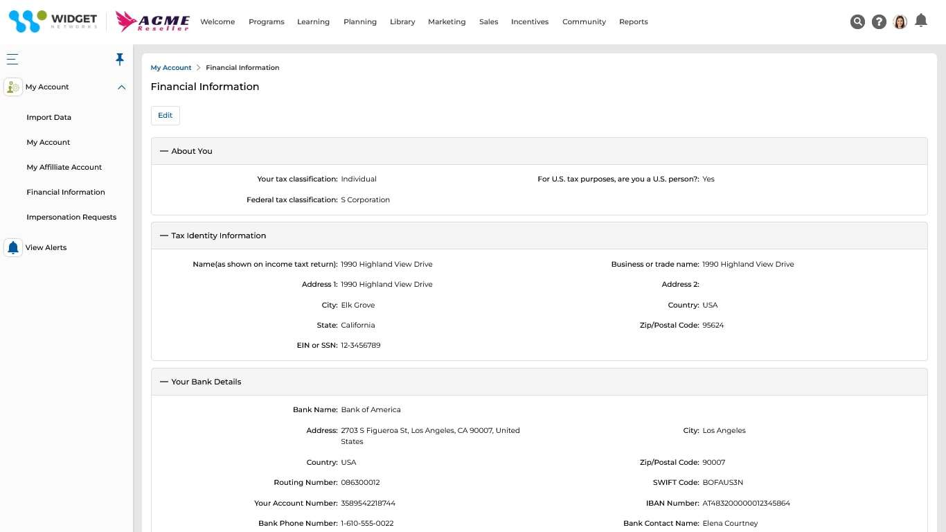 Payment Management Financial Information