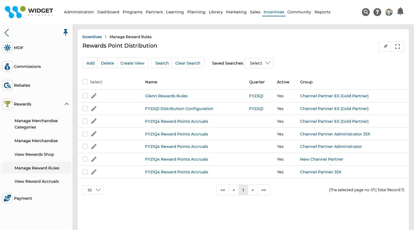 Rewards Management Rewards Point Distribution