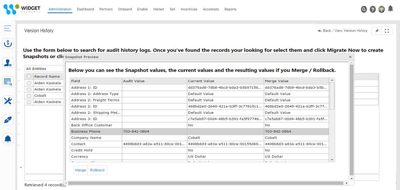 Change Management Record Rollback