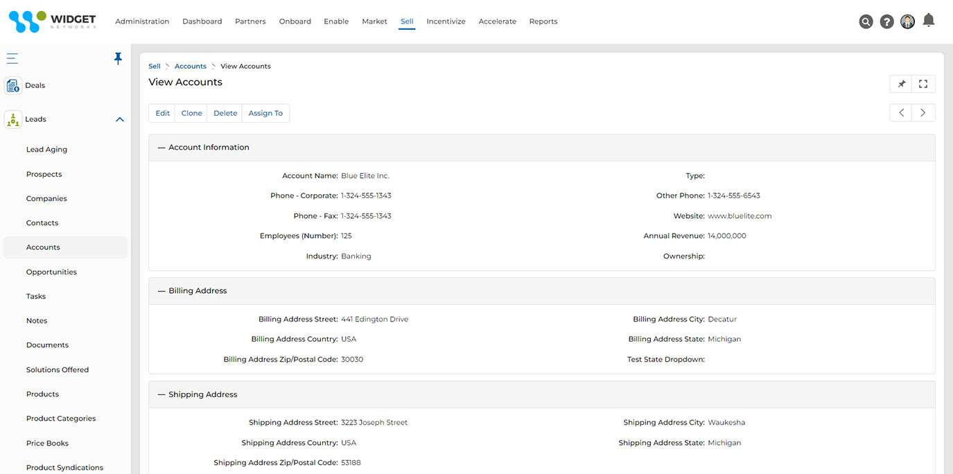 Partner Lead Management View Accounts