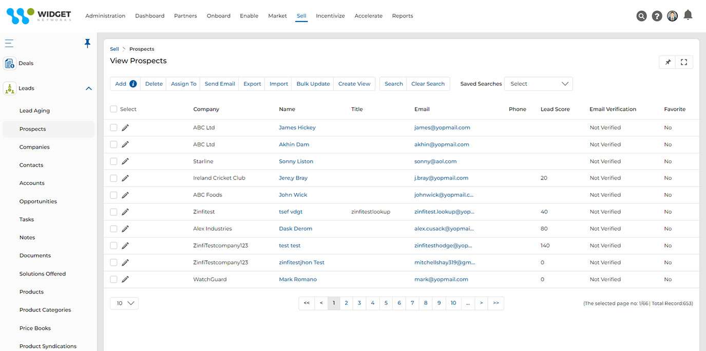 Partner Lead Management View Prospects