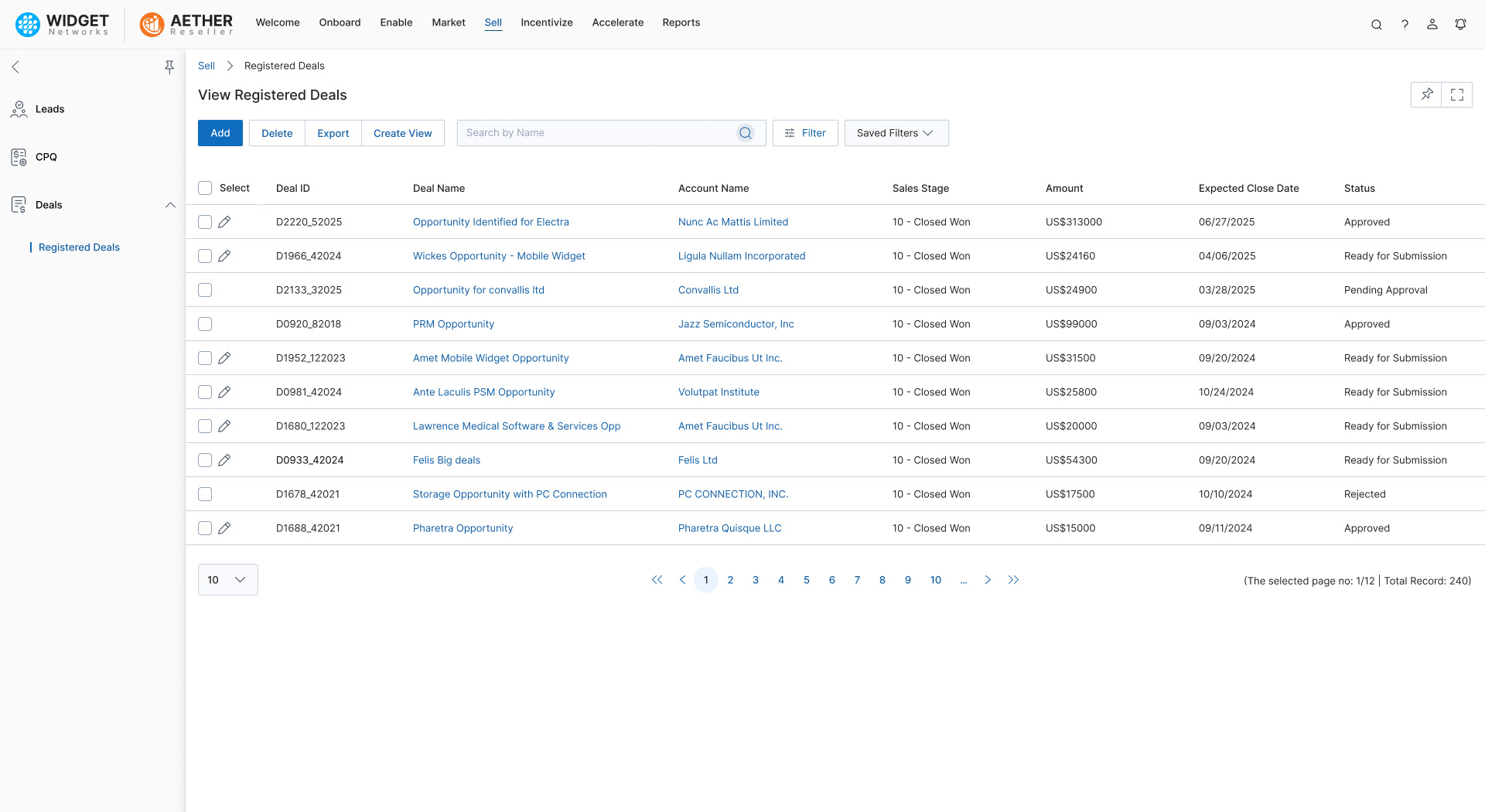 Deals Registration View Registered Deals