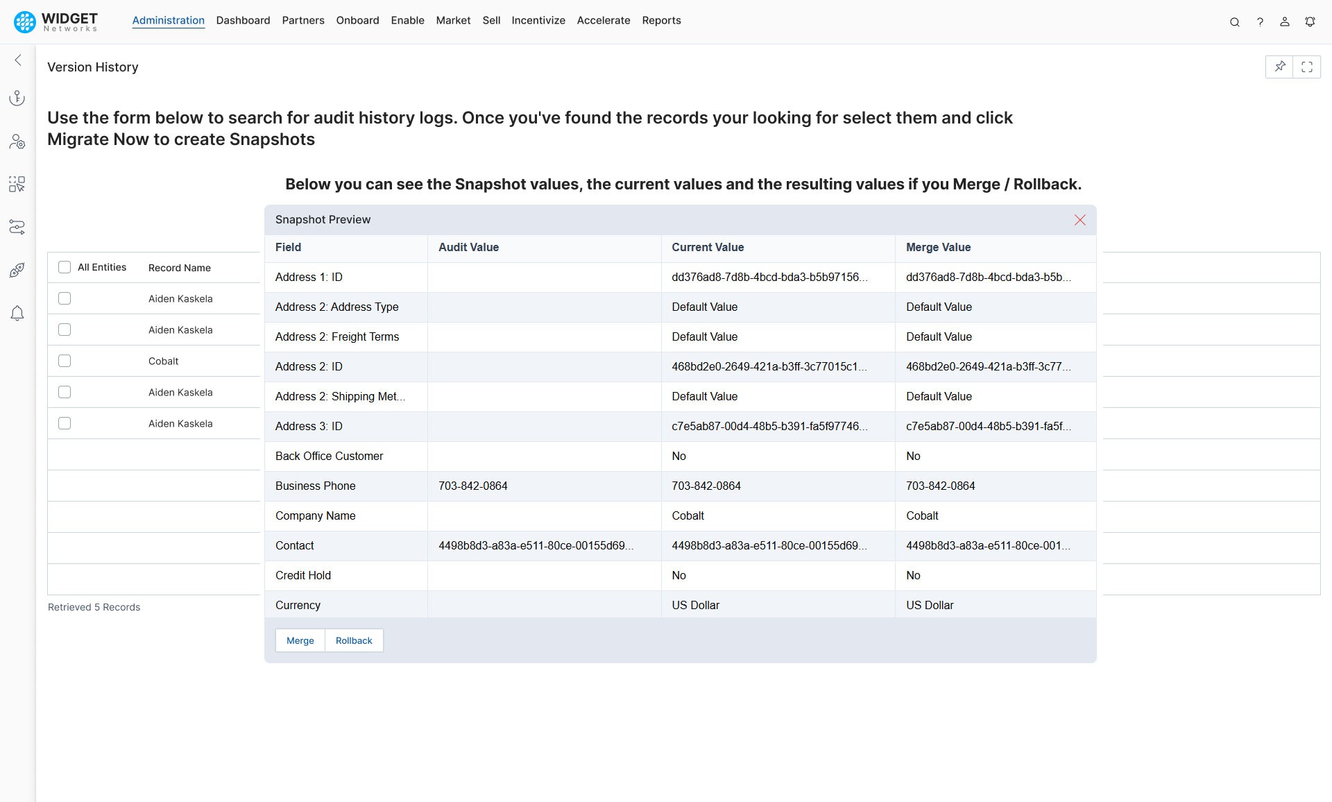 Change Management Roll Back to Previous Versions
